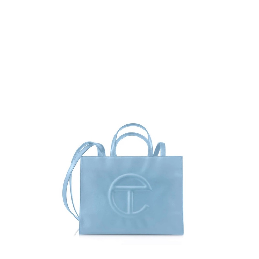 Medium Pool Blue Telfar Bag.